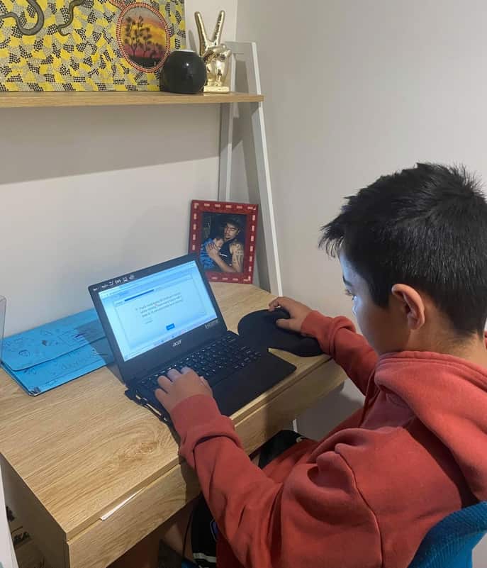 Jessica Skinner son on computer