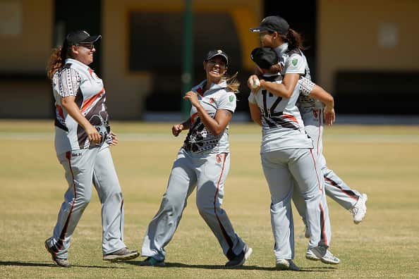 Northern Territory women's cricket players during the National Indigenous Cricket Championships in February, 2016