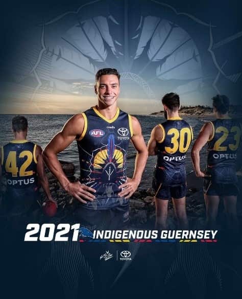 The Adelaide Crows guernsey, designed by forward Ben Davis