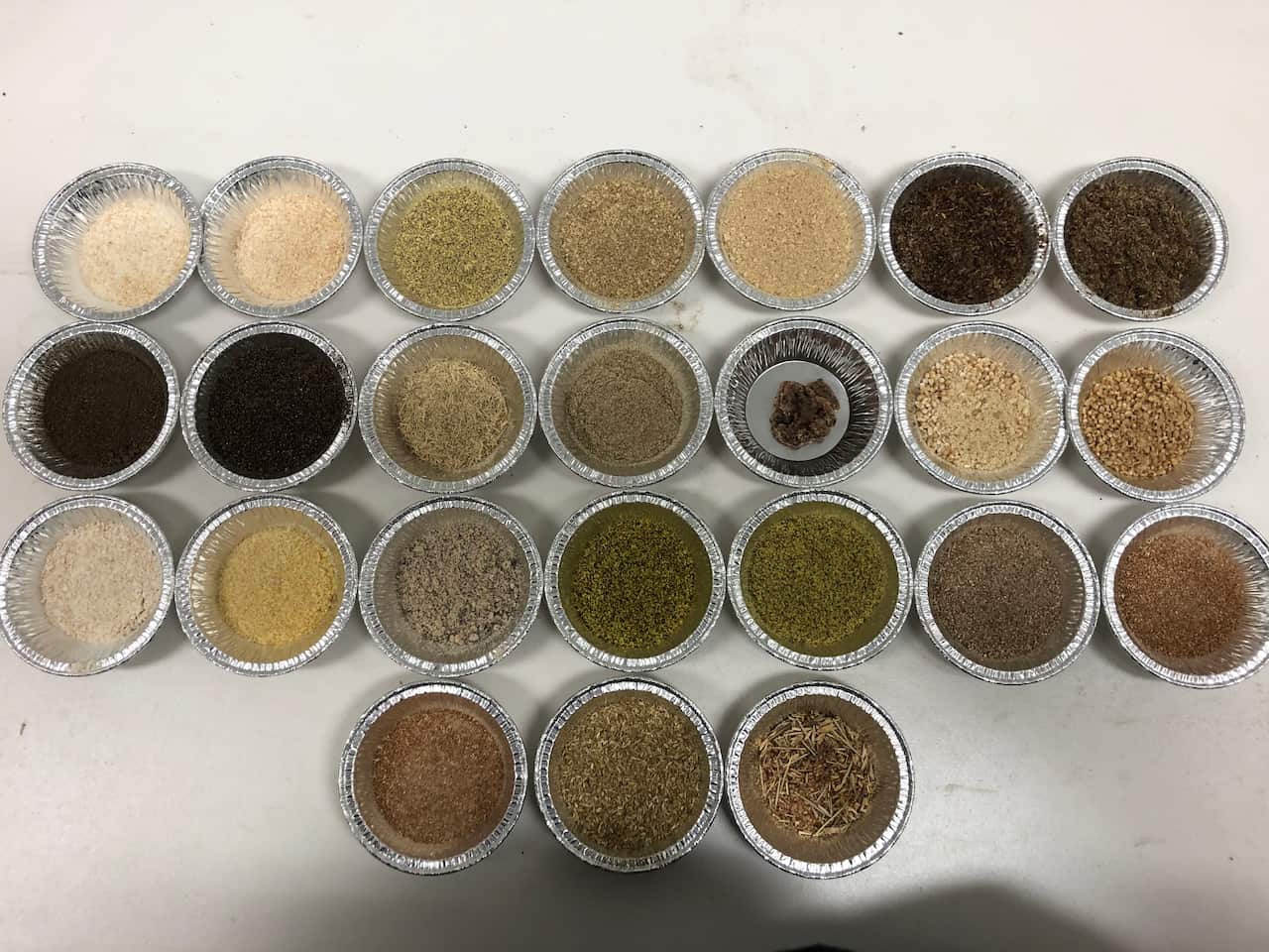 Samples of flour made from native grains.