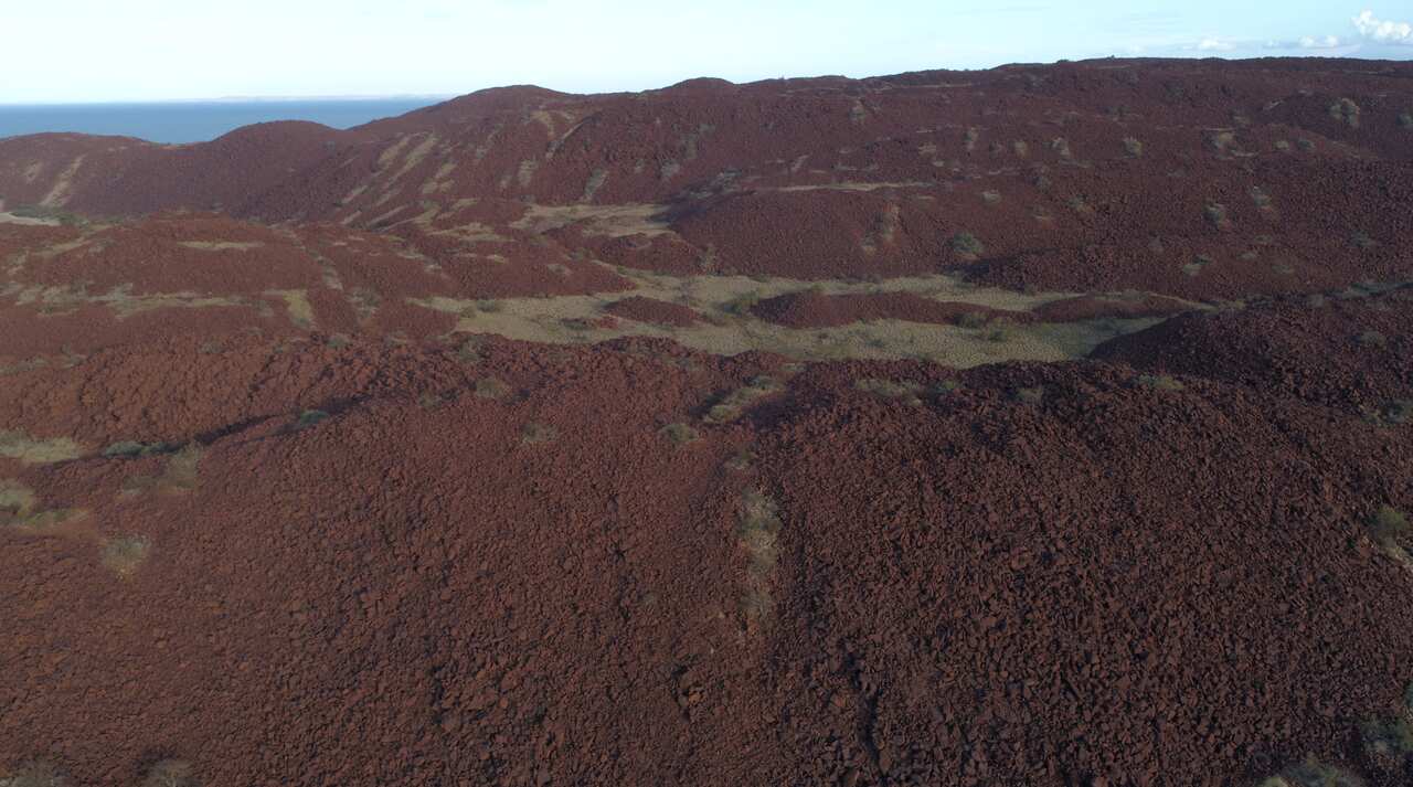 Aerial shot of Murujuga National Park in the Pilbara