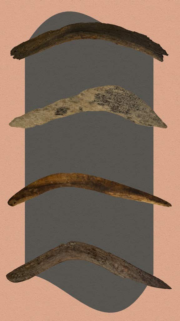 The Boonwurrung Boomerang (3rd up) has been dated between 680 to 790 years old. 