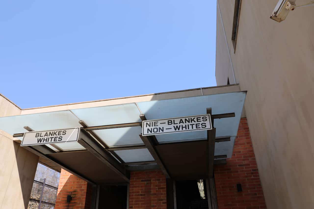 The entrance to the Apartheid Museum