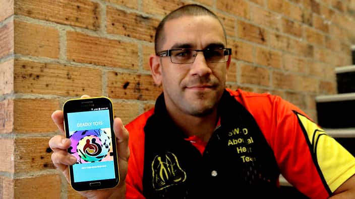 Aboriginal health director Nathan Jones with the Deadly Tots app.