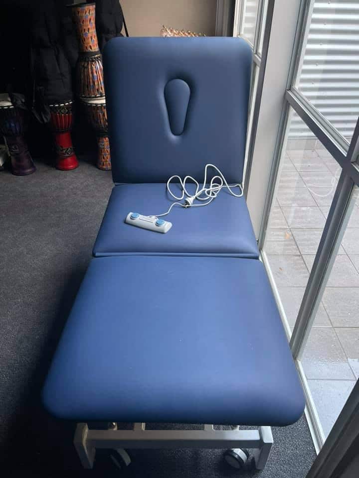 Donated blue observation bed