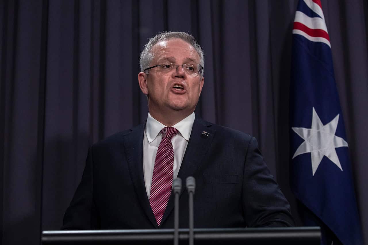 Australian Prime Minister Scott Morrison updates the nation on the latest coronavirus measures, from Canberra. Sunday, 29 March, 2020.  