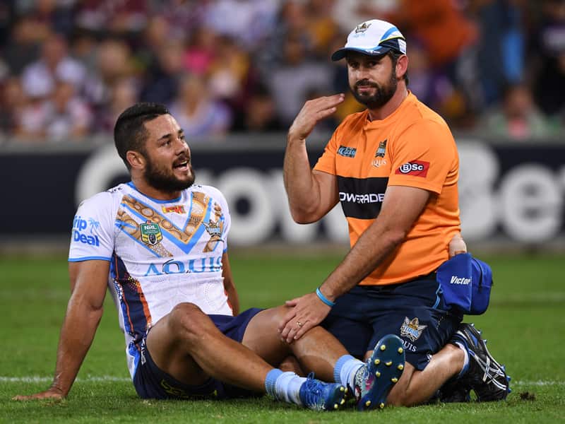 Titans player Jarryd Hayne sustains an injury