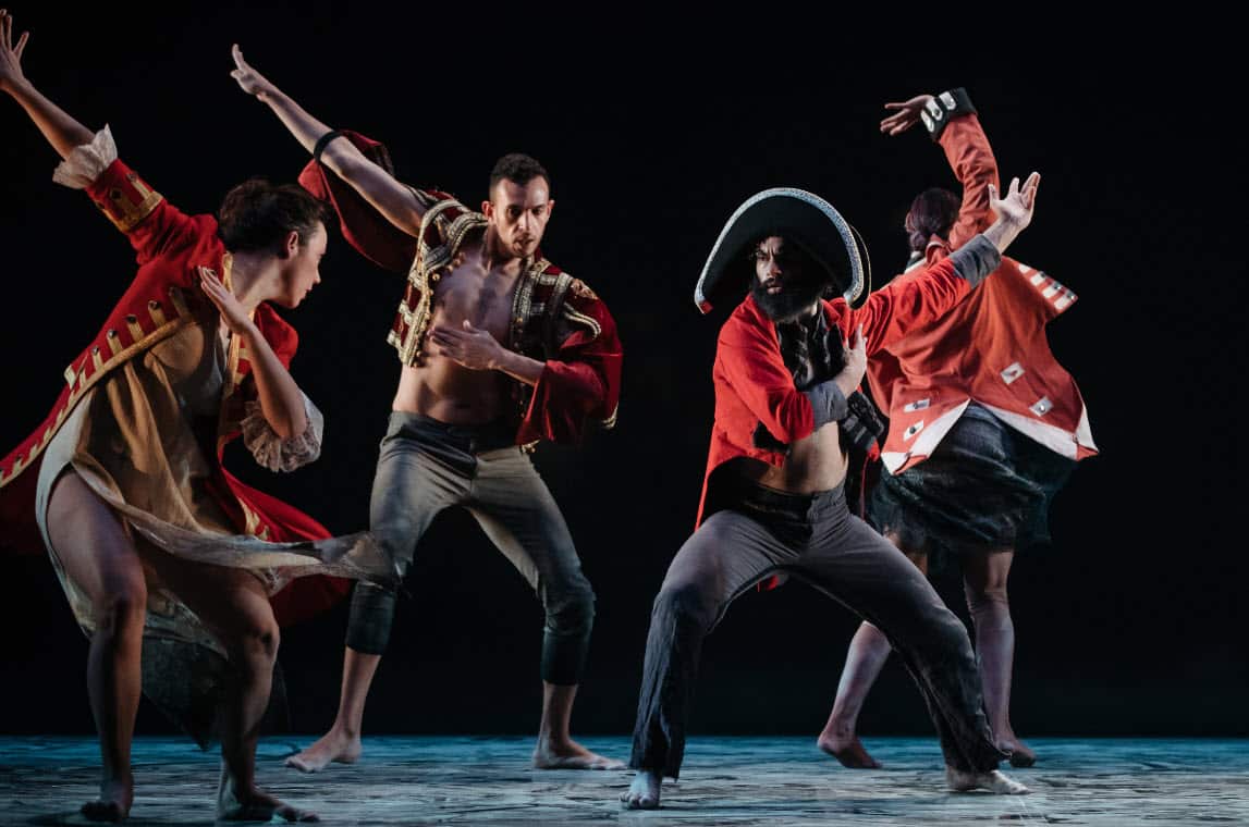 Beau Dean Riley as Bennelong. (Photo Credit: Bangarra/Daniel Boud)