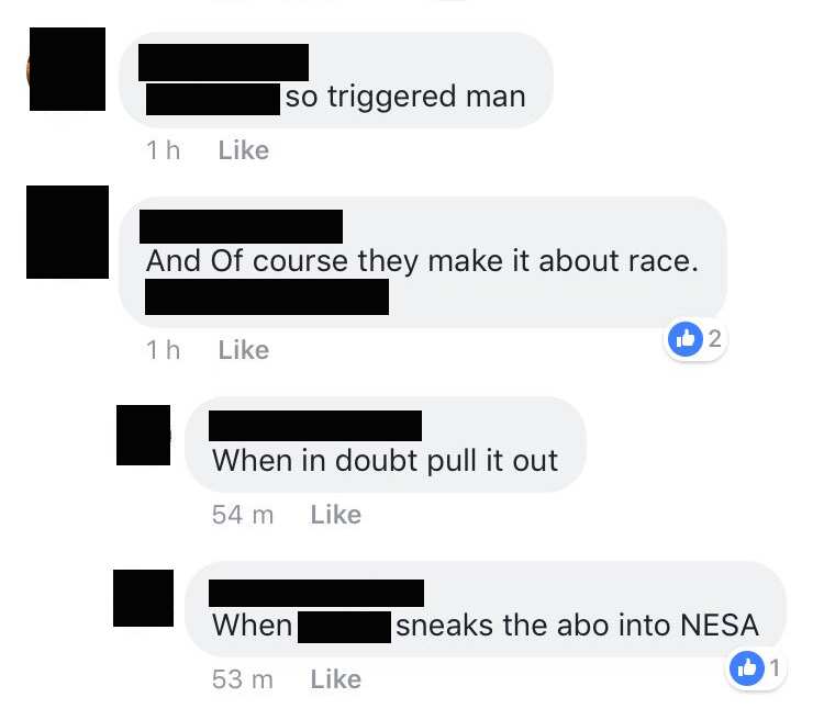 Some of the racist comments in the HSC Discussion Group continue, despite the backlash from other students.