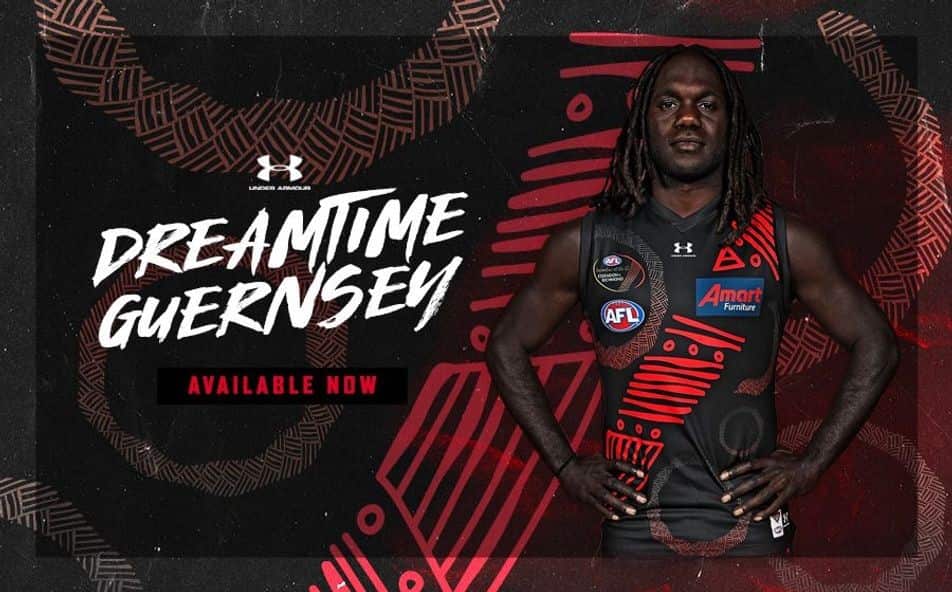 The 2020 Essendon Bombers Indigenous round guernsey.