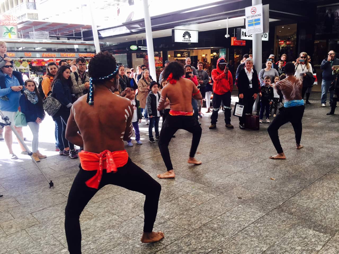 Traditional dancing at Queen Street Mall in Brisbane. 