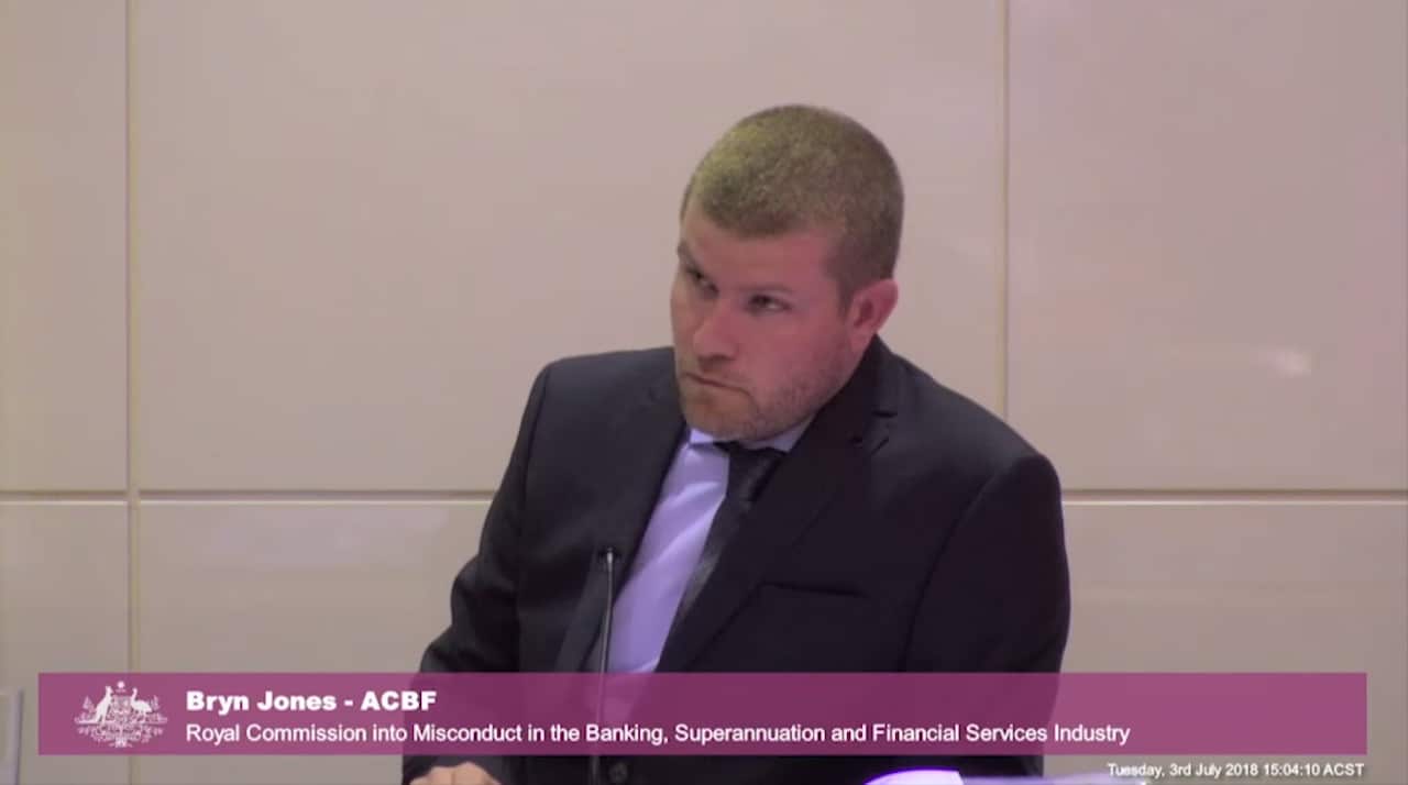CEO of Youpla (ACBF), Bryn Jones giving evidence at the Banking Royal Commission, July 3 2018.