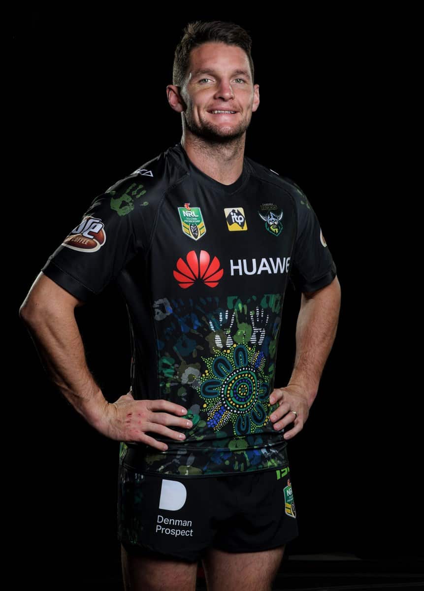 Jarrod Croker in the Raiders Indigenous Round jersey. 2018