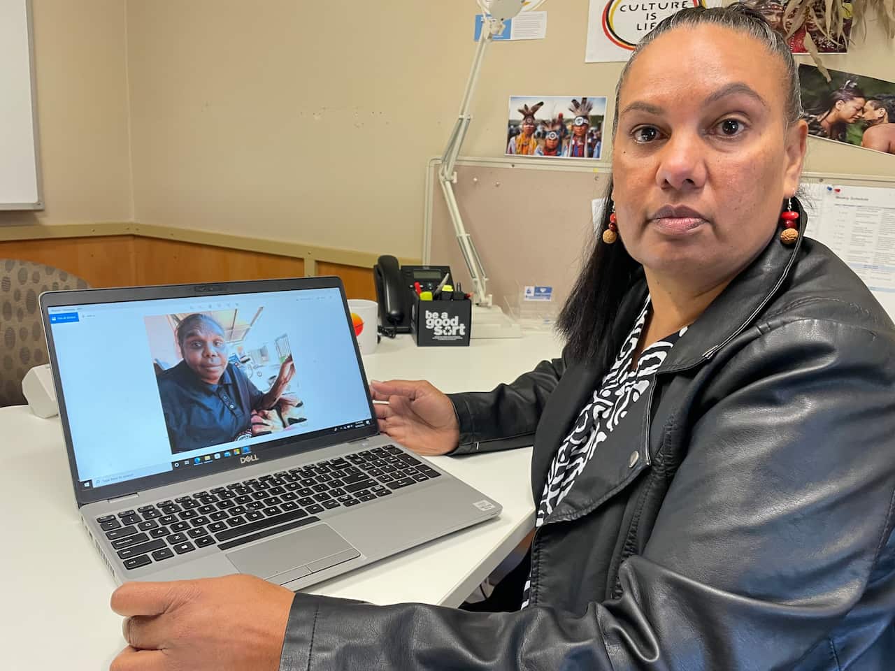 Carol Dixon at computer