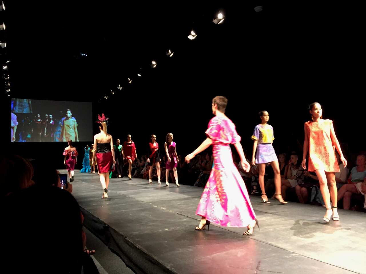 Models on the runway at the Darwin Aboriginal Art Fair fashion show