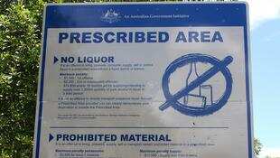 Bagot sign saying no liquor permitted