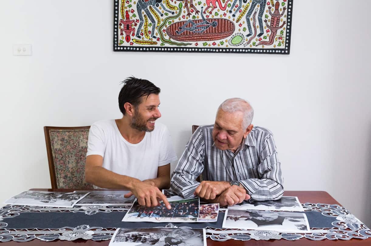 Wiradjuri/Kamilaroi artist Jonathan Jones with Uncle Charles ‘Chicka’ Madden
