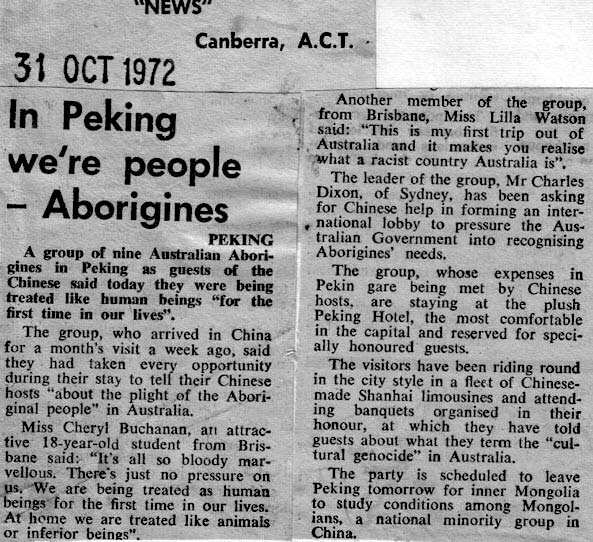 Indigenous activists in China 1972