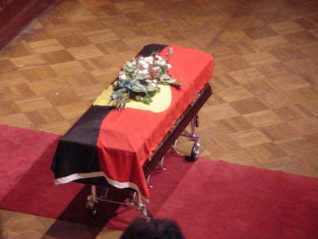 Charlie Perkins' coffin.