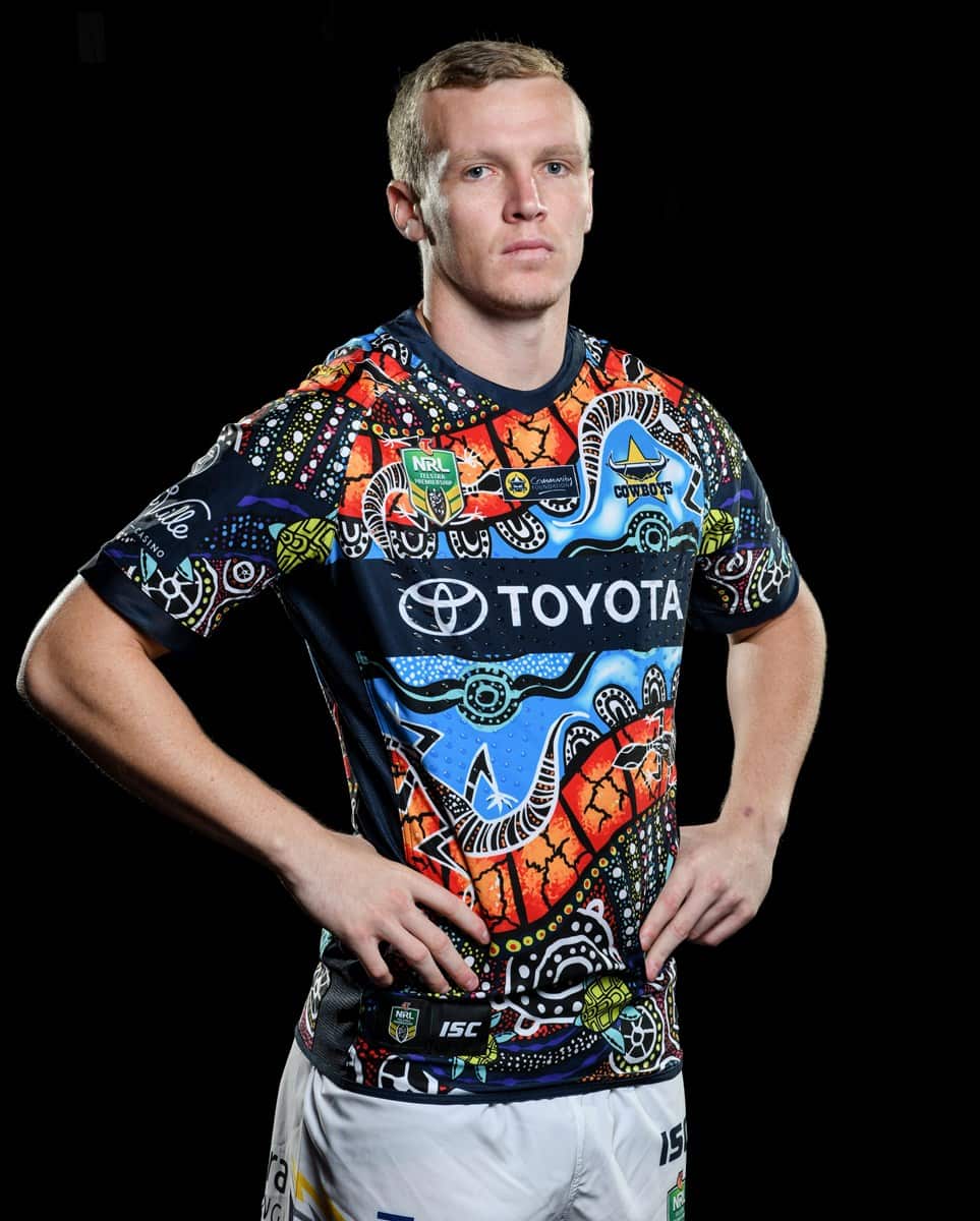 Kyle Laybutt in the North Queensland Cowboys Indigenous Round jersey. 2018