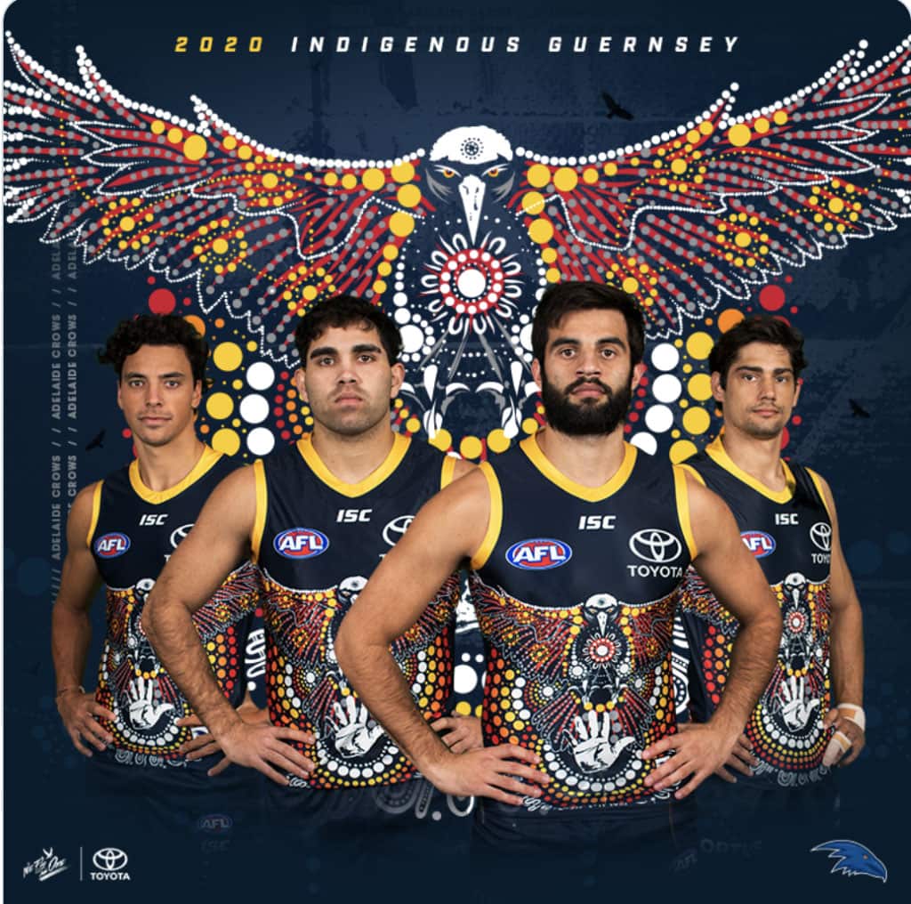 The 2020 Adelaide Crow's Indigenous round guernsey.