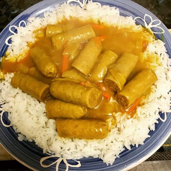Curried Sausages and Rice 