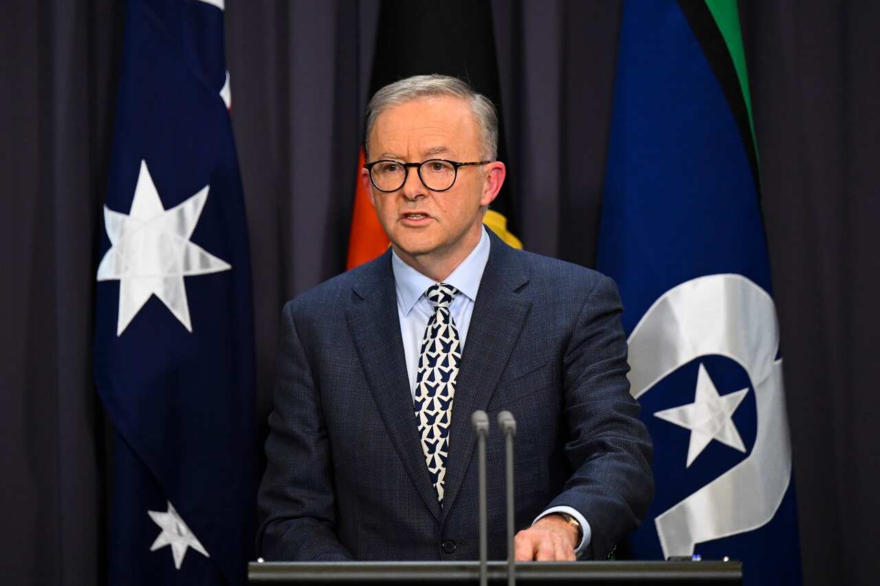 Australian Prime Minister Anthony Albanese speaks to the media during a press conference at Parliament House in Canberra