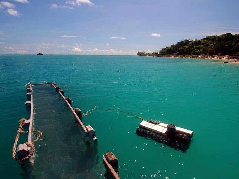 A file supplied image of a jetty underwater in the Torres Strait.