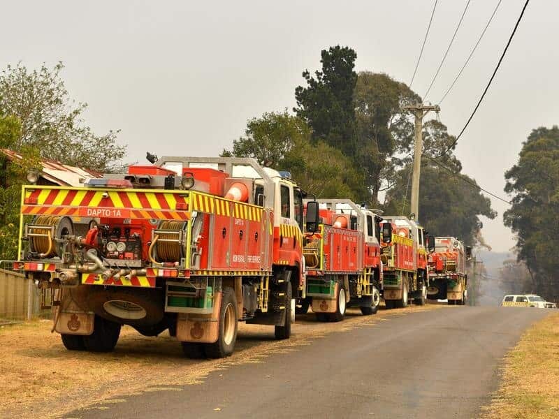 Rural Fire Service vehicles southwest of Sydney.