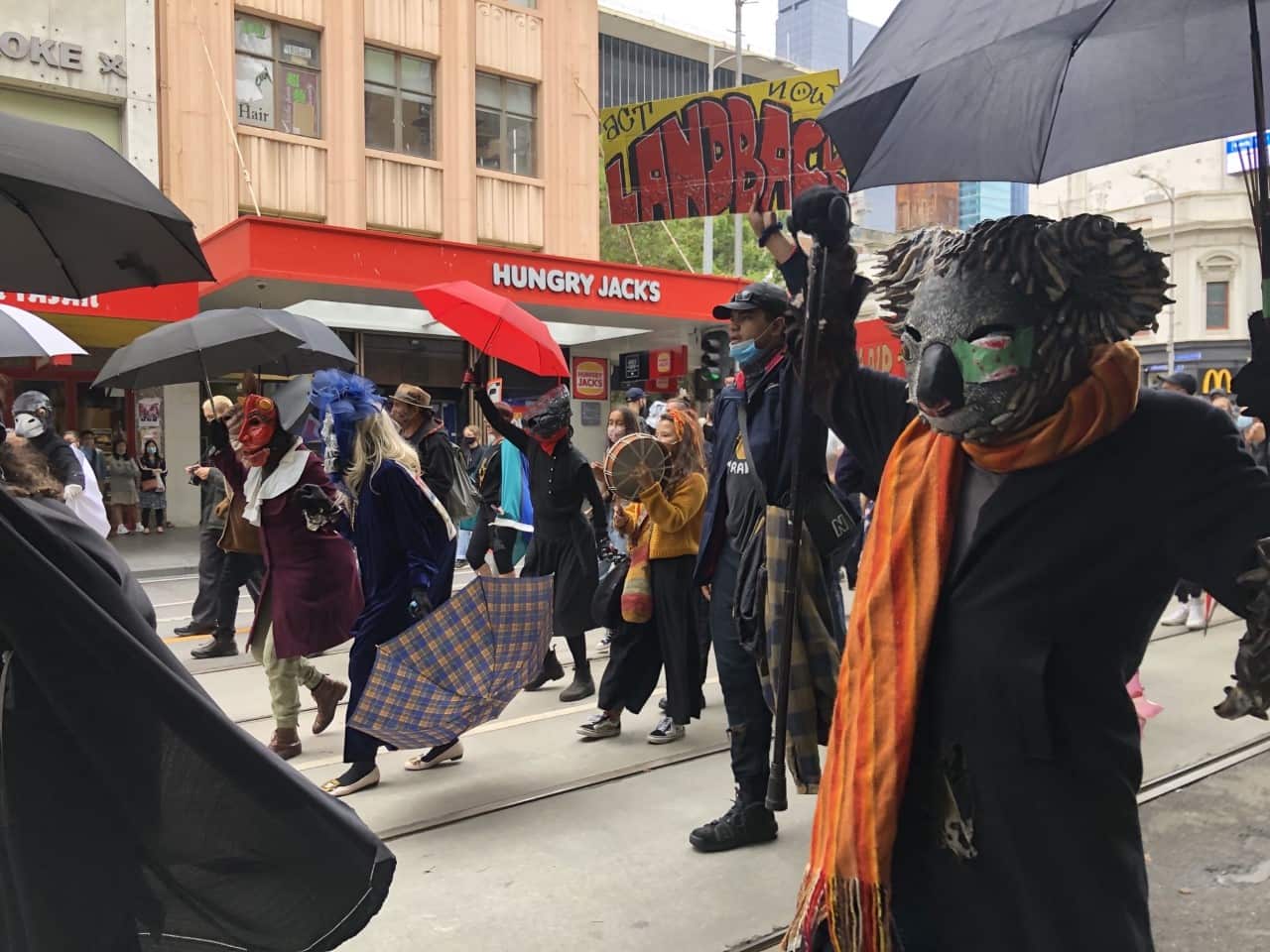 Protestors in Melbourne January 26 2021