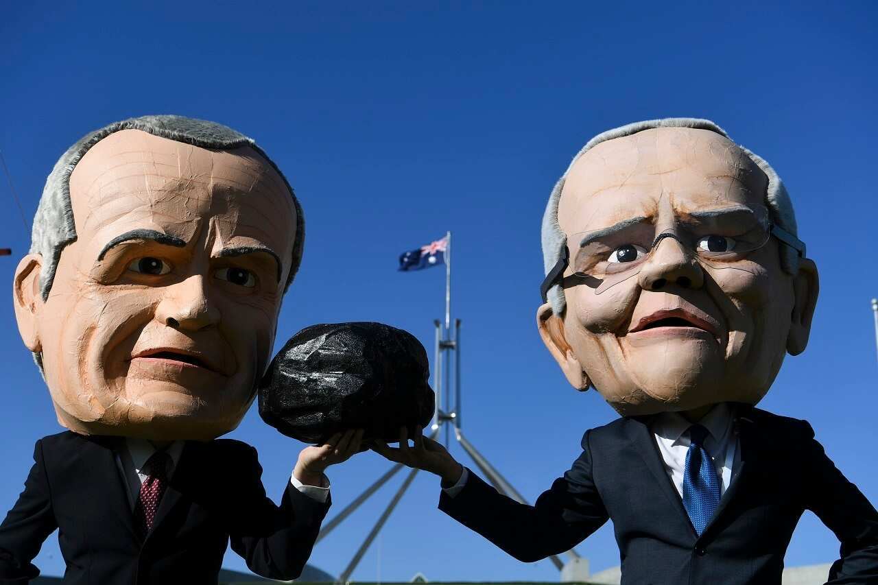 A Stop Adani protest outside Parliament House in Canberra.