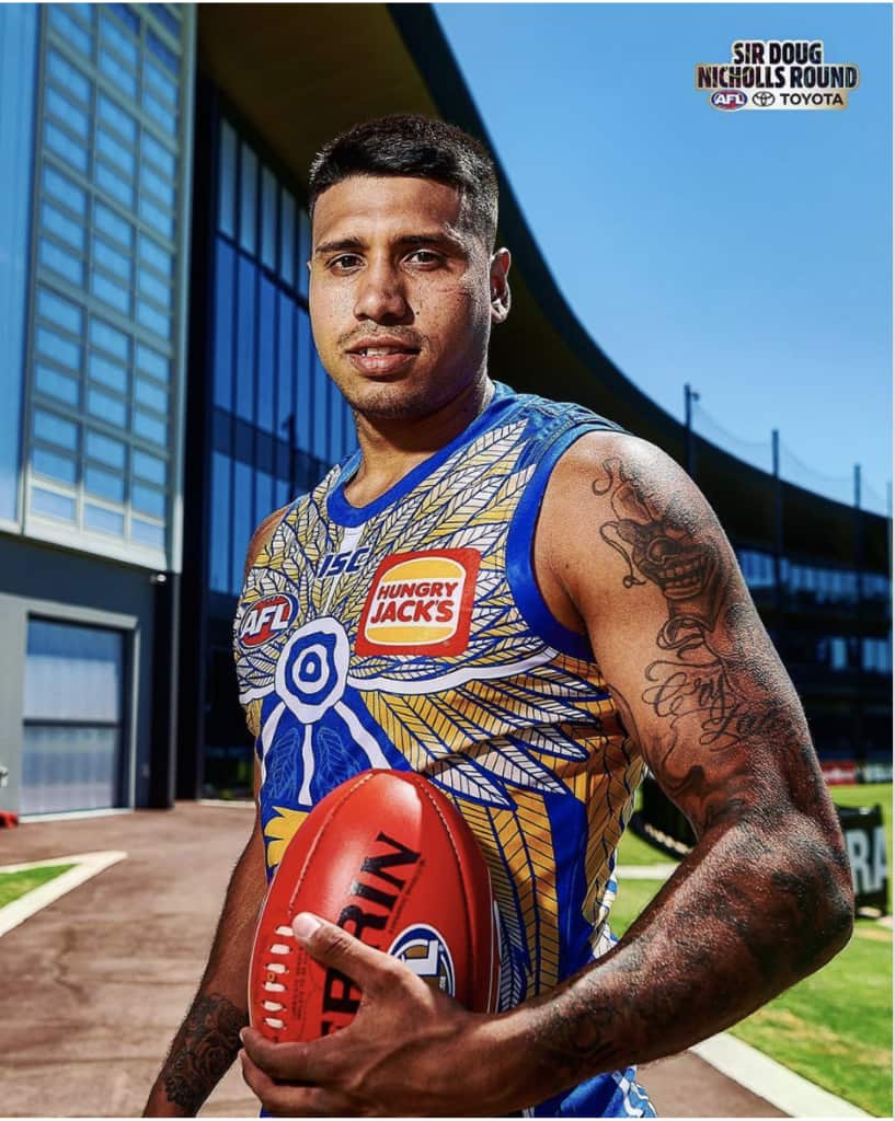 The 2020 West Coast Eagle's Indigenous round guernsey.