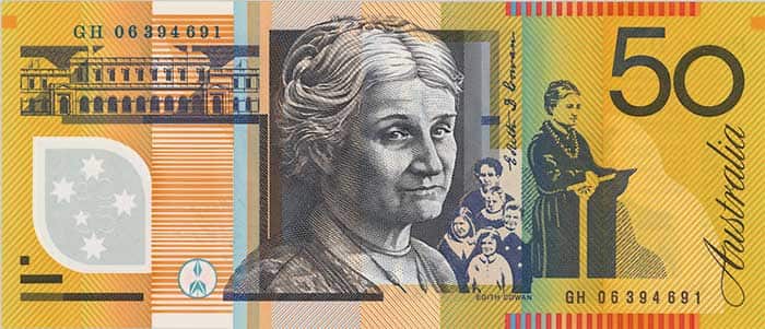 Edith Cowan on the Australian fifty dollar note