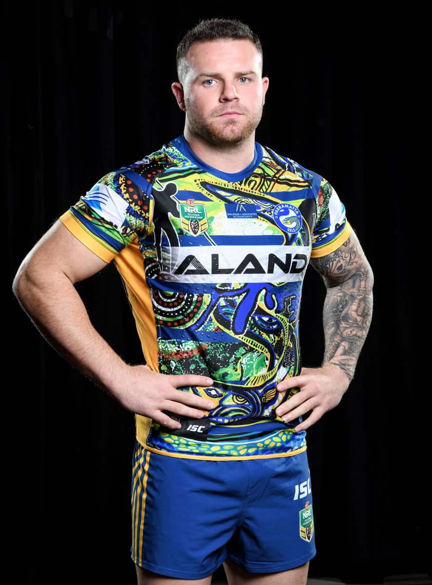 Nathan Brown in the Parramatta Eels Indigenous Round jersey. 2018