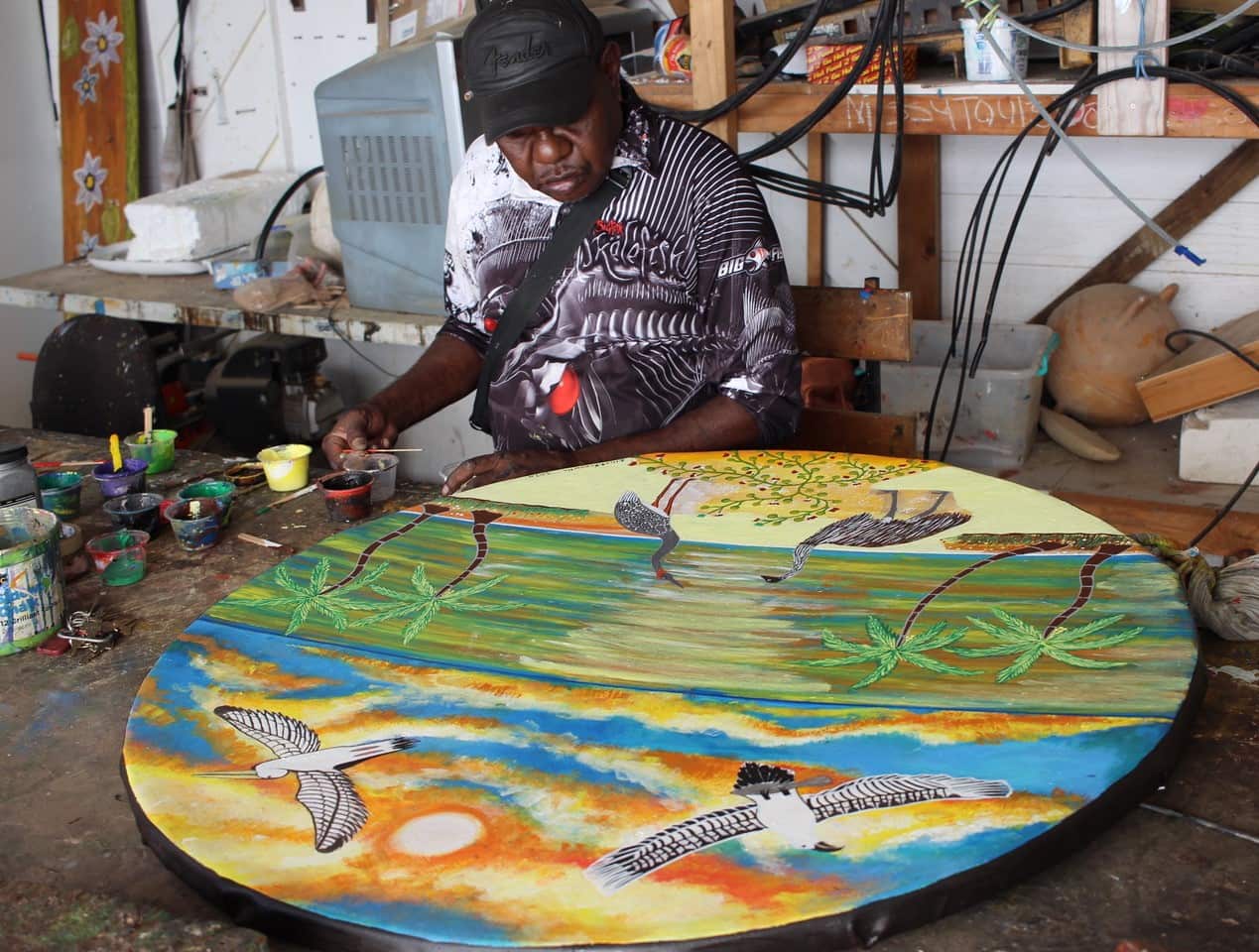 Wik man and artist, Elliot Koonutta, Pormpuraaw, QLD.