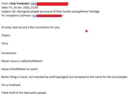Email from Clely Yumbulul to Josephine Cashman