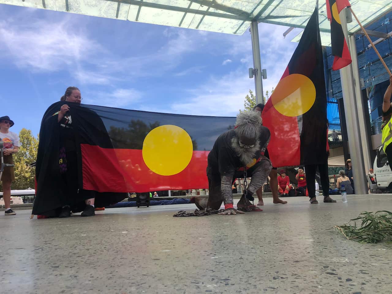 Prominent activist, Herb Bropho, in Perth at the Invasion Day rally. 