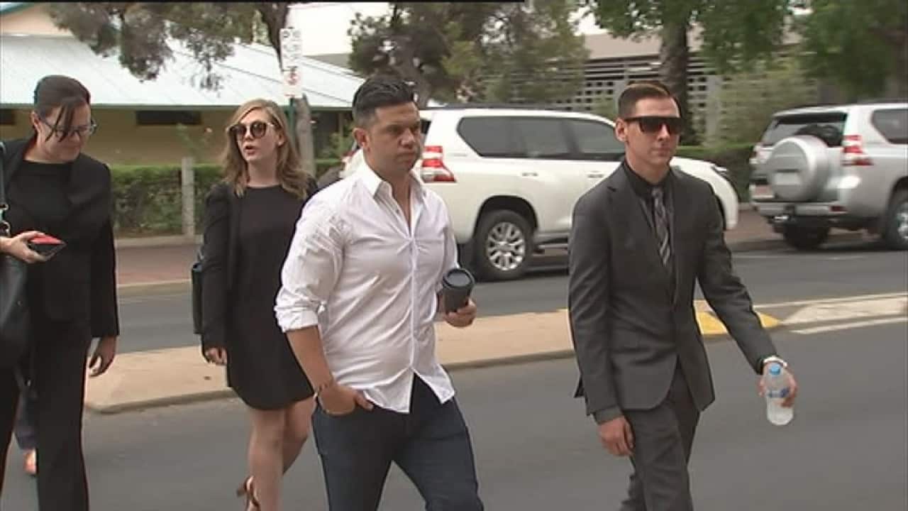 Dylan Voller and Joe Williams arriving at Alice Springs