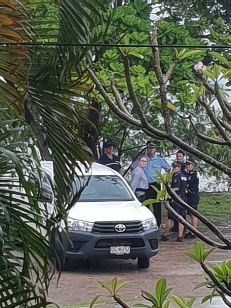 Some of the police officers who evicted Ms O'Connor, gather before entering her property, 12 February 2020. 