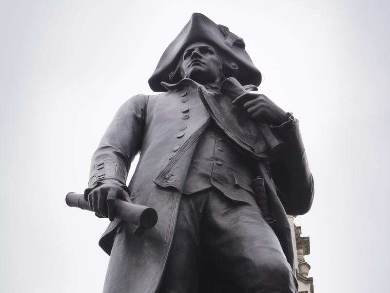 A statue of British explorer James Cook