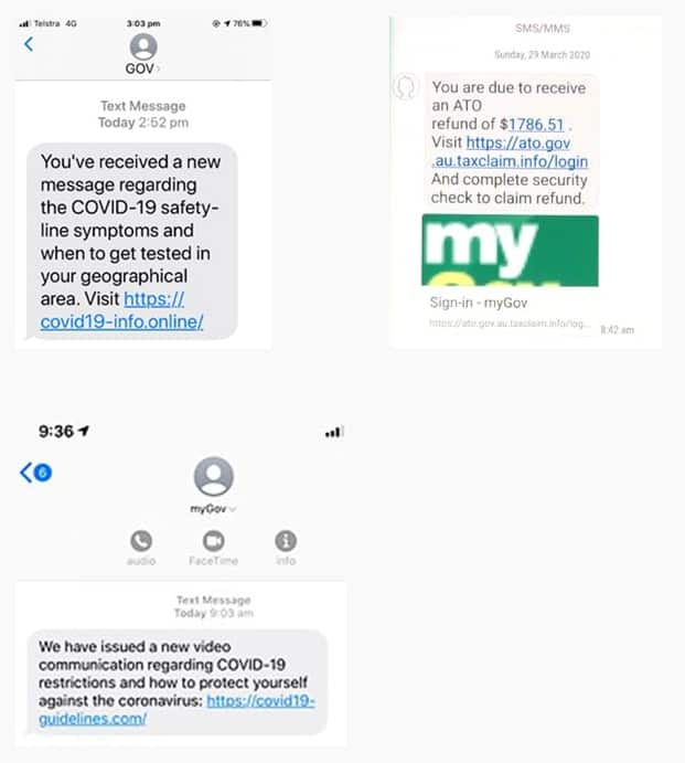 Fake text messages from scammers