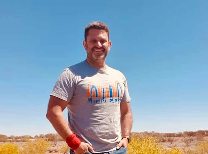 South Australia's Attorney-General and Minister for Aboriginal Affairs, Kyam Maher during a visit to the APY Lands late last year. 