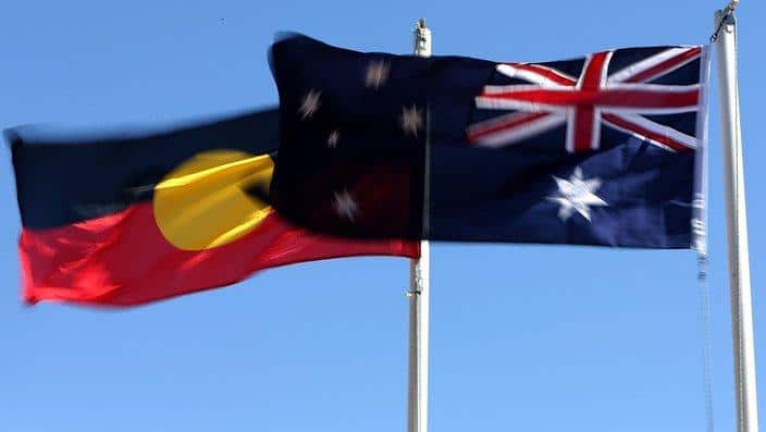 Australian flag and Aboriginal flag