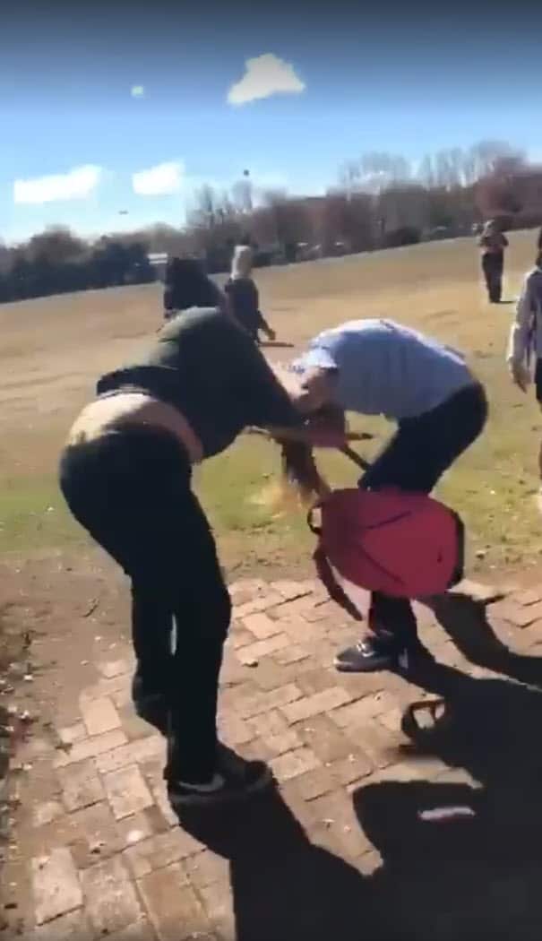 Earlier footage of a fight between students at Glen Innes High School