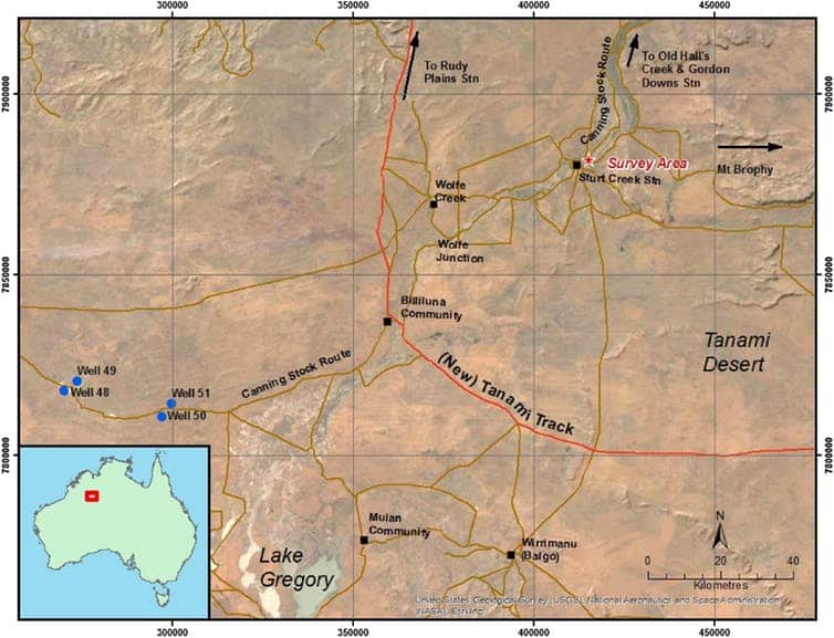 Map showing the location of Sturt Creek Station.