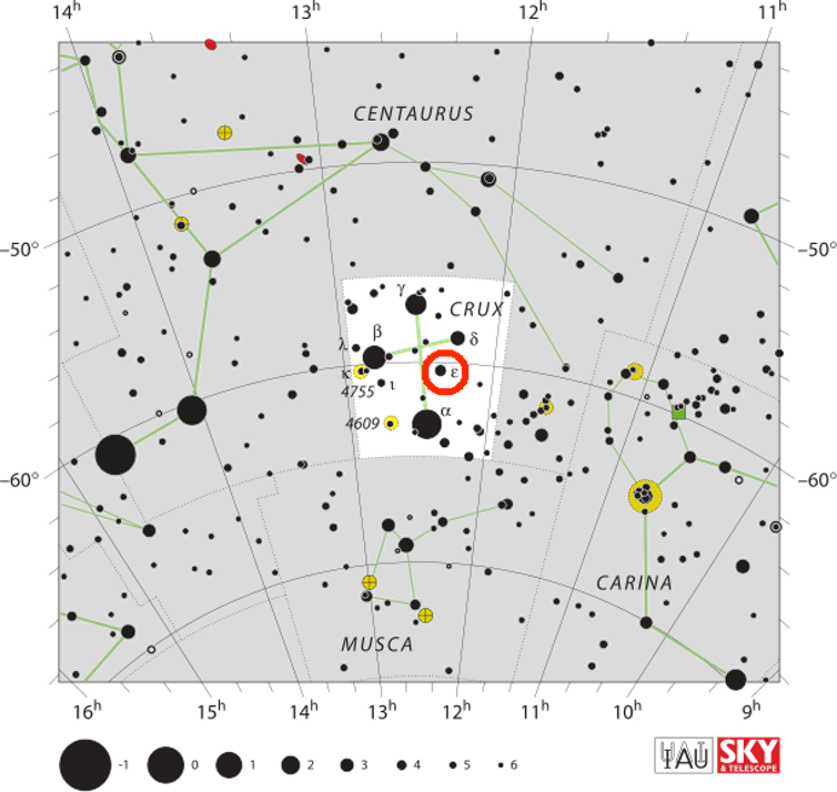 Epsilon Crucis in the constellation Crux (the Southern Cross). 