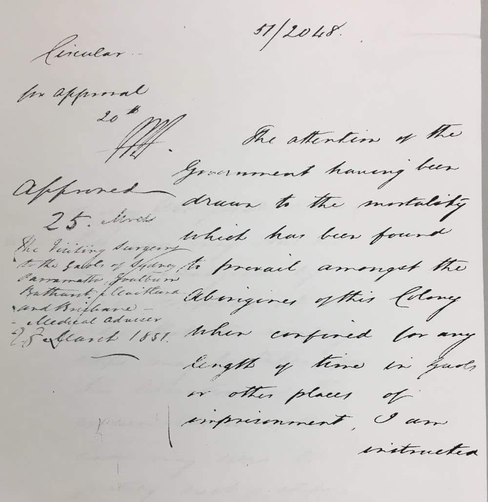 A detail from the circular that was sent around gaols 