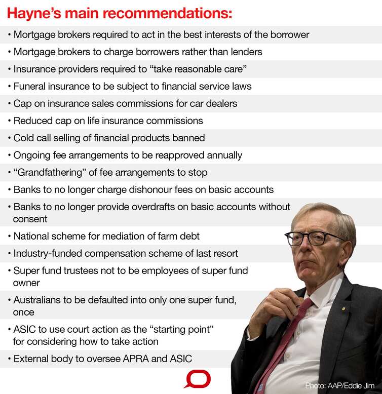 Hayne's Main Recommendations 