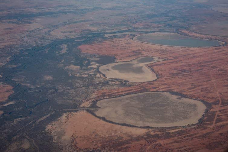 An aerial shot of Menindee Lakes.
