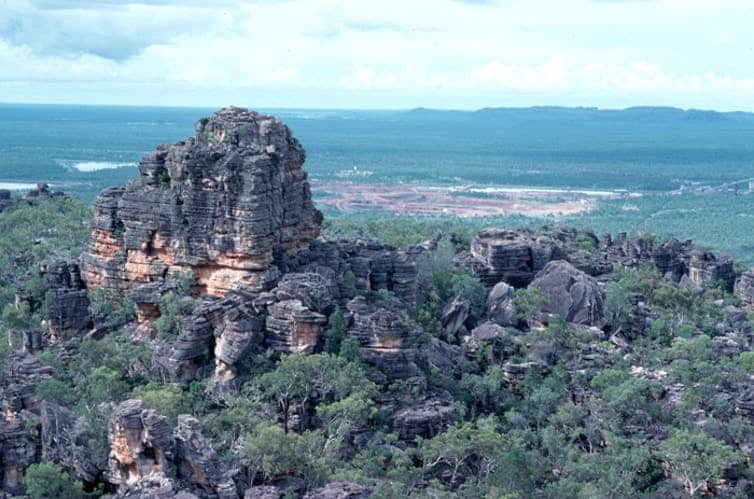 1982 image of Ranger Uranium Mine visible across Kakadu National Park, Northern Territory.